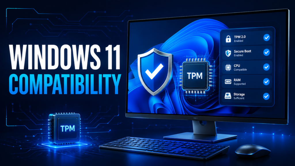 Windows 11 compatibility checklist with TPM 2.0 and Secure Boot